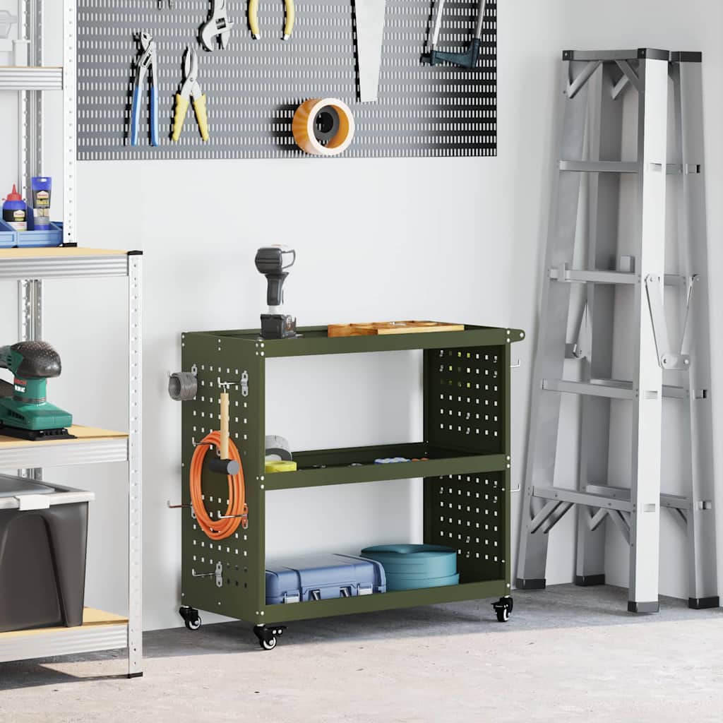 vidaXL Gereedschapswagen Zwart 75 x 35 x 73 cm Koudgewalst staal
