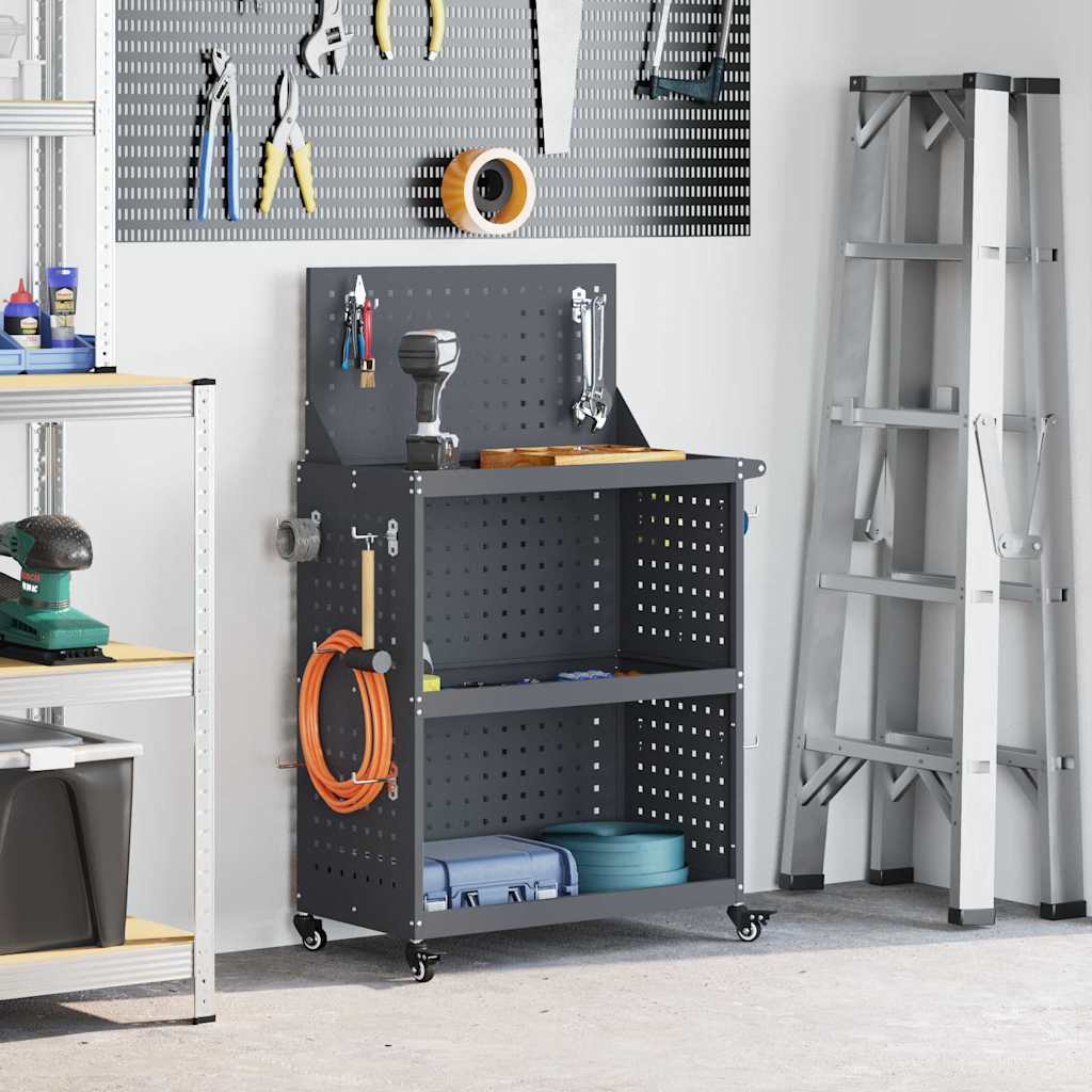 vidaXL Gereedschapswagen Zwart 75 x 35 x 73 cm Koudgewalst staal