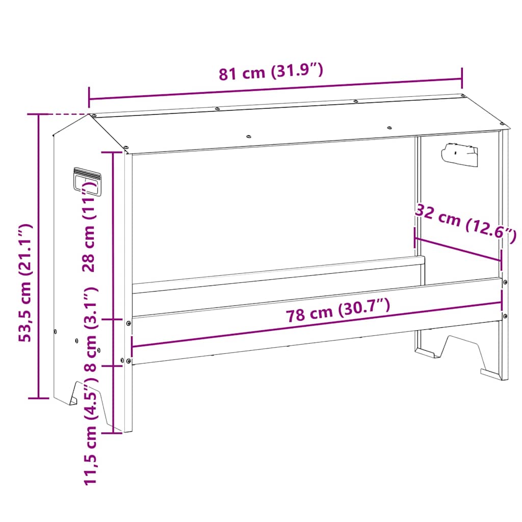 vidaXL Chicken Feeder Black 81 x 32 x 53.5 cm Cold Rolled Steel