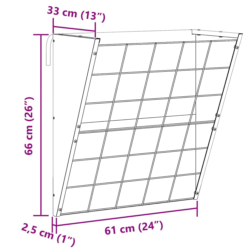 vidaXL Hanging Hay Feeder Black 61 x 33 x 66 cm Cold Rolled Steel