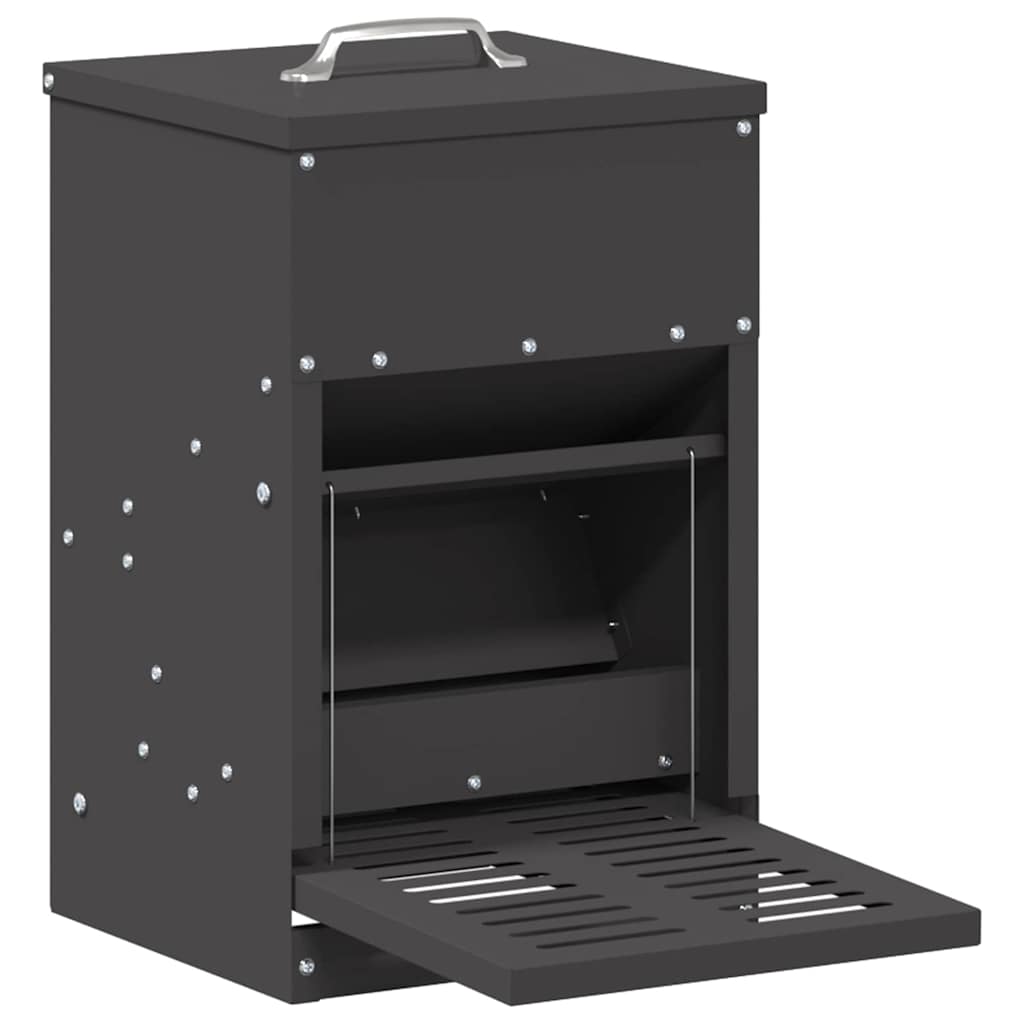 vidaXL Chicken Feeder Black 25x42x40 cm Cold Rolled Steel