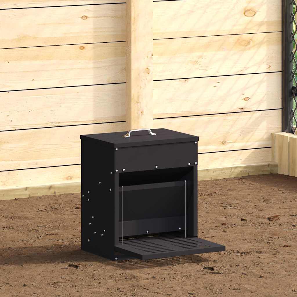 vidaXL Chicken Feeder Black 25x42x40 cm Cold Rolled Steel