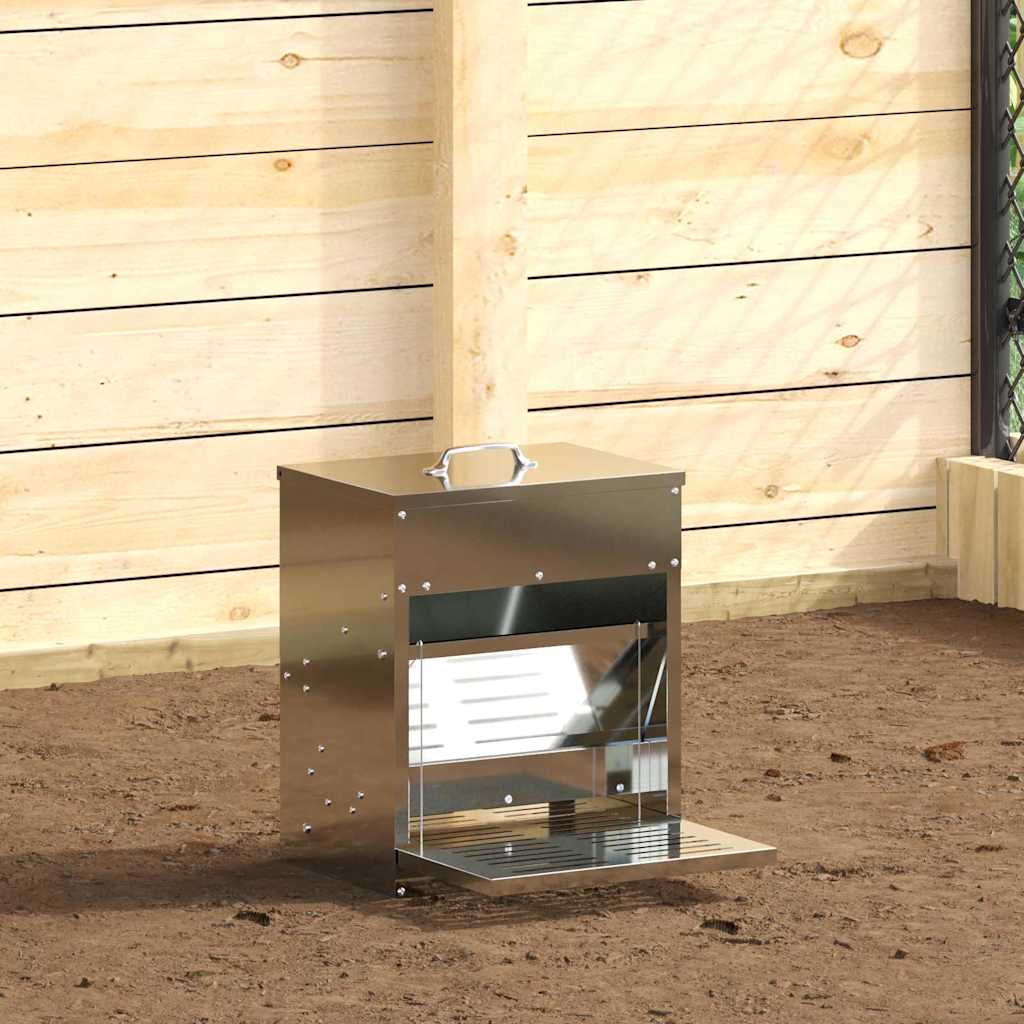 vidaXL Chicken Feeder Black 25x42x40 cm Cold Rolled Steel