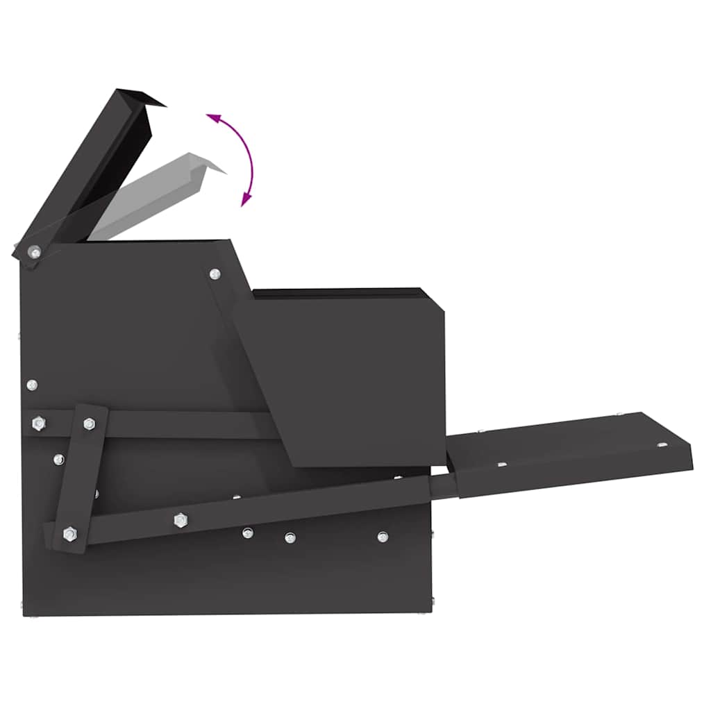 vidaXL Chicken Feeder Black 50 x 40 x 29 cm Cold-Rolled Steel