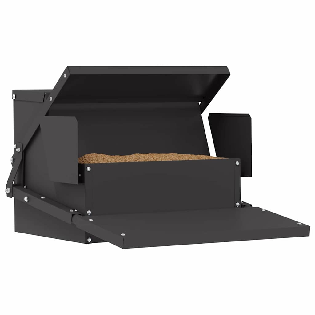 vidaXL Chicken Feeder Black 50 x 40 x 29 cm Cold-Rolled Steel