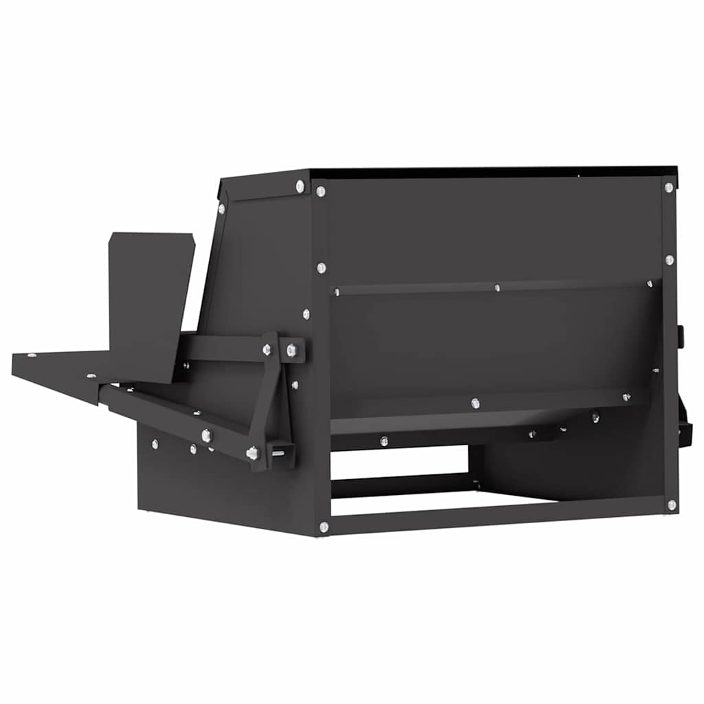 vidaXL Chicken Feeder Black 50 x 40 x 29 cm Cold-Rolled Steel