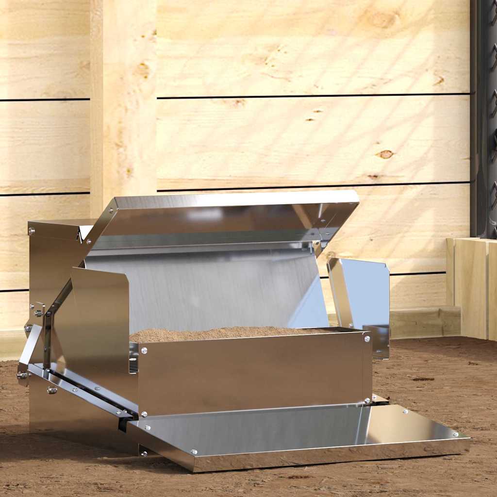 vidaXL Chicken Feeder Black 50 x 40 x 29 cm Cold-Rolled Steel