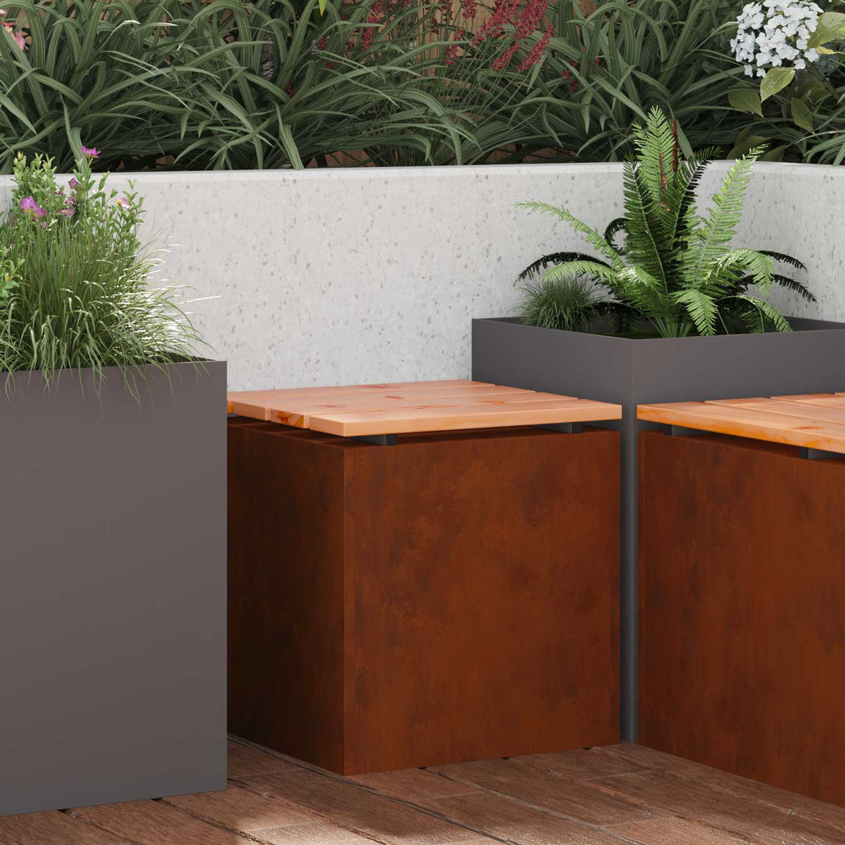 vidaXL Tuinbank Zwart Massief Douglas Hout en Staal