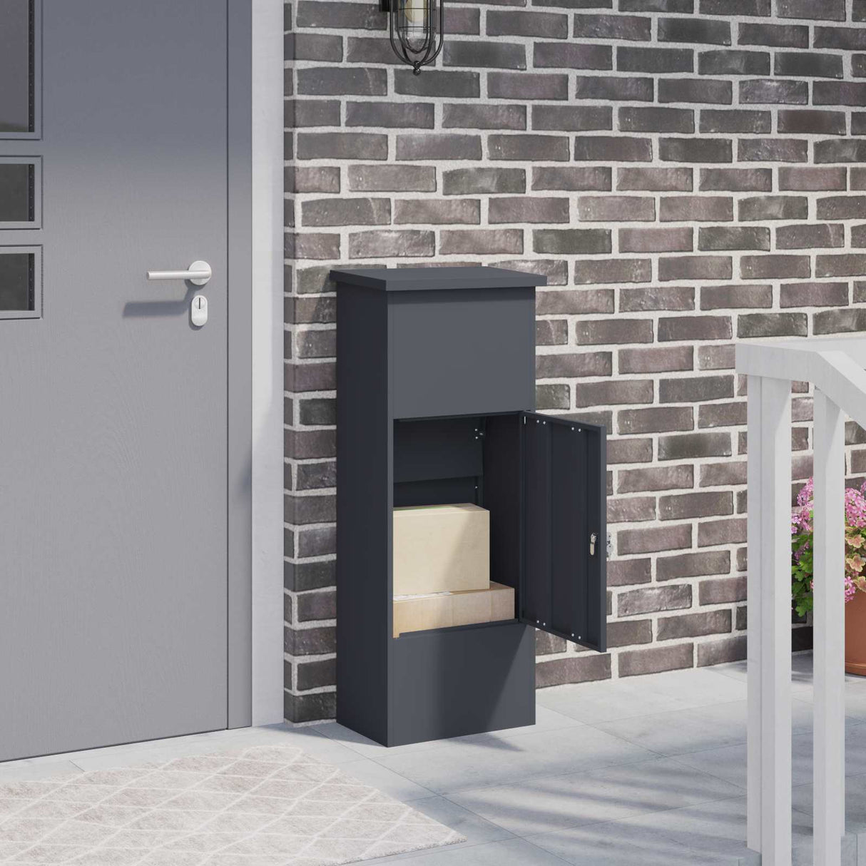 vidaXL Pakket Inwerpkoker met opslag Zwart 44,5 x 29 x 110,5 cm Staal