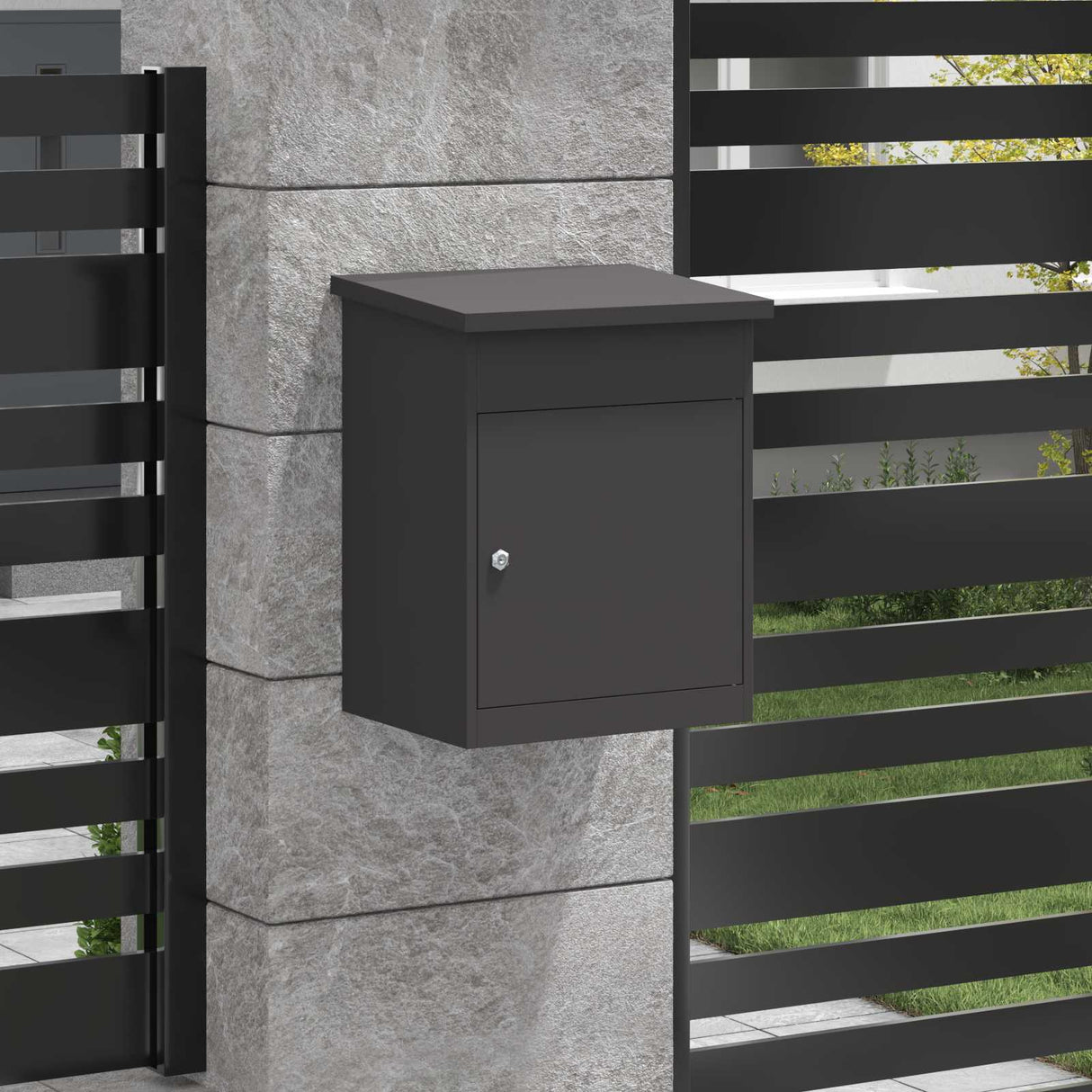 vidaXL Pakket Inwerpkoker met opslag Zwart 47.5 x 38 x 59 cm Staal