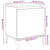 vidaXL Nachtkastje met metalen poten 40x30x50 cm wit