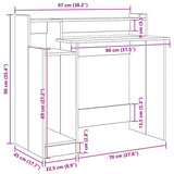 vidaXL Desk with LED lighting 97x45x90 cm engineered wood white