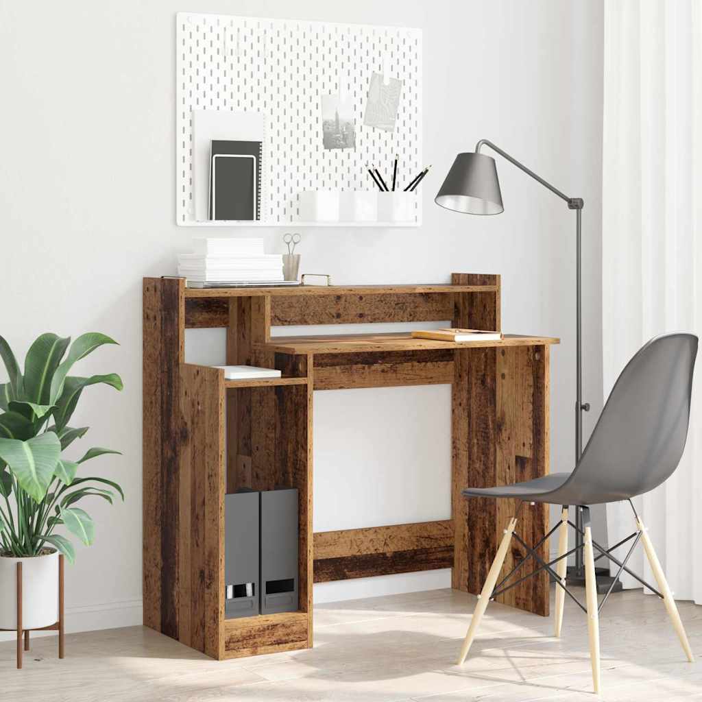vidaXL Desk with LED lighting 97x45x90 cm engineered wood white