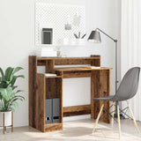 vidaXL Desk with LED lighting 97x45x90 cm engineered wood white
