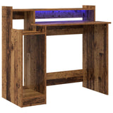 vidaXL Desk with LED lighting 97x45x90 cm engineered wood white