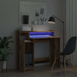 vidaXL Desk with LED lighting 97x45x90 cm engineered wood white