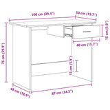 vidaXL Bureau 100x50x76 cm bewerkt hout wit
