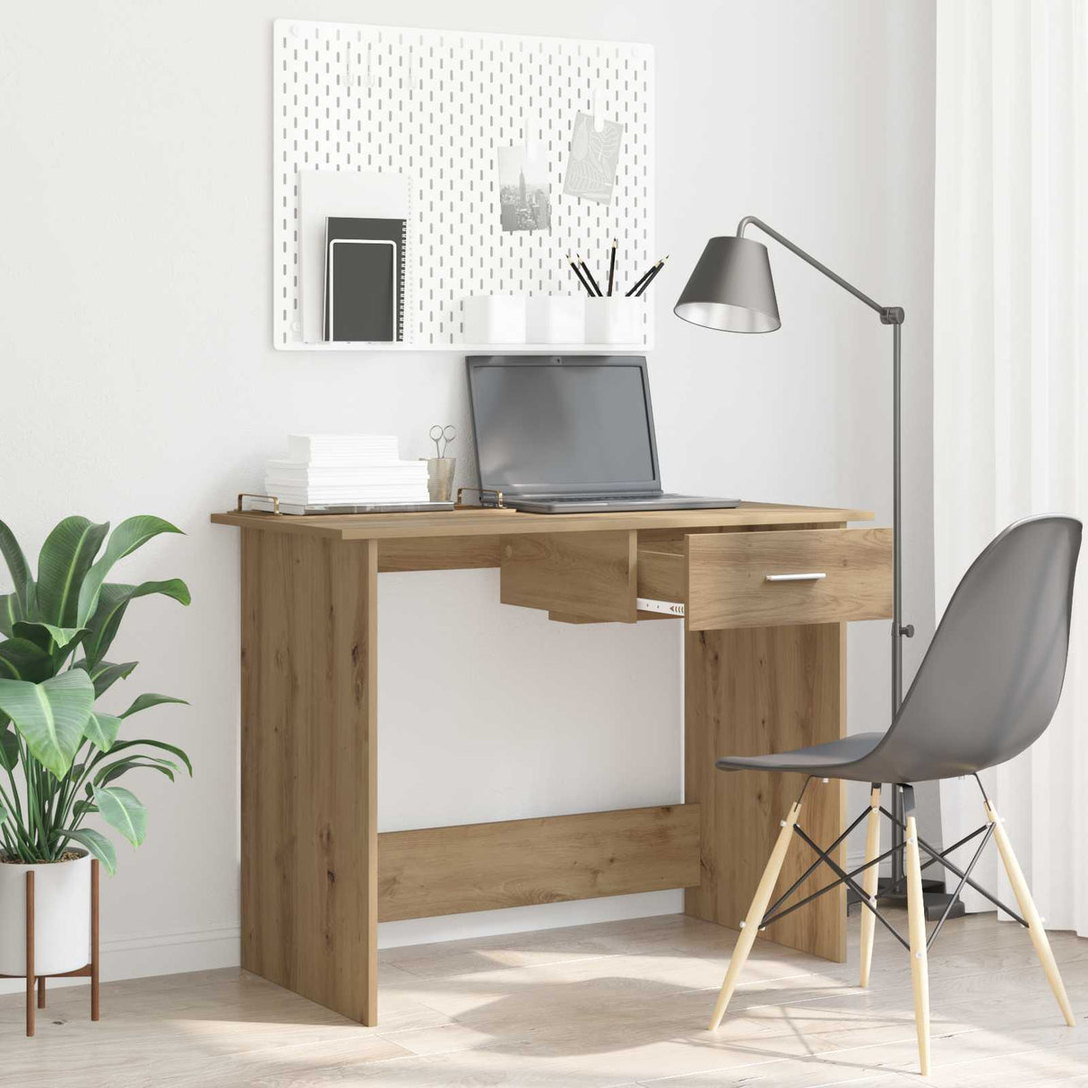 vidaXL Bureau 100x50x76 cm bewerkt hout wit