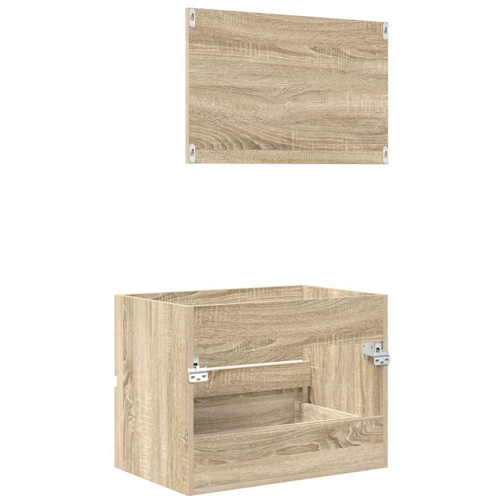 vidaXL Badkamermeubel Set met lade met opslag Sonoma Eik Bewerkt hout