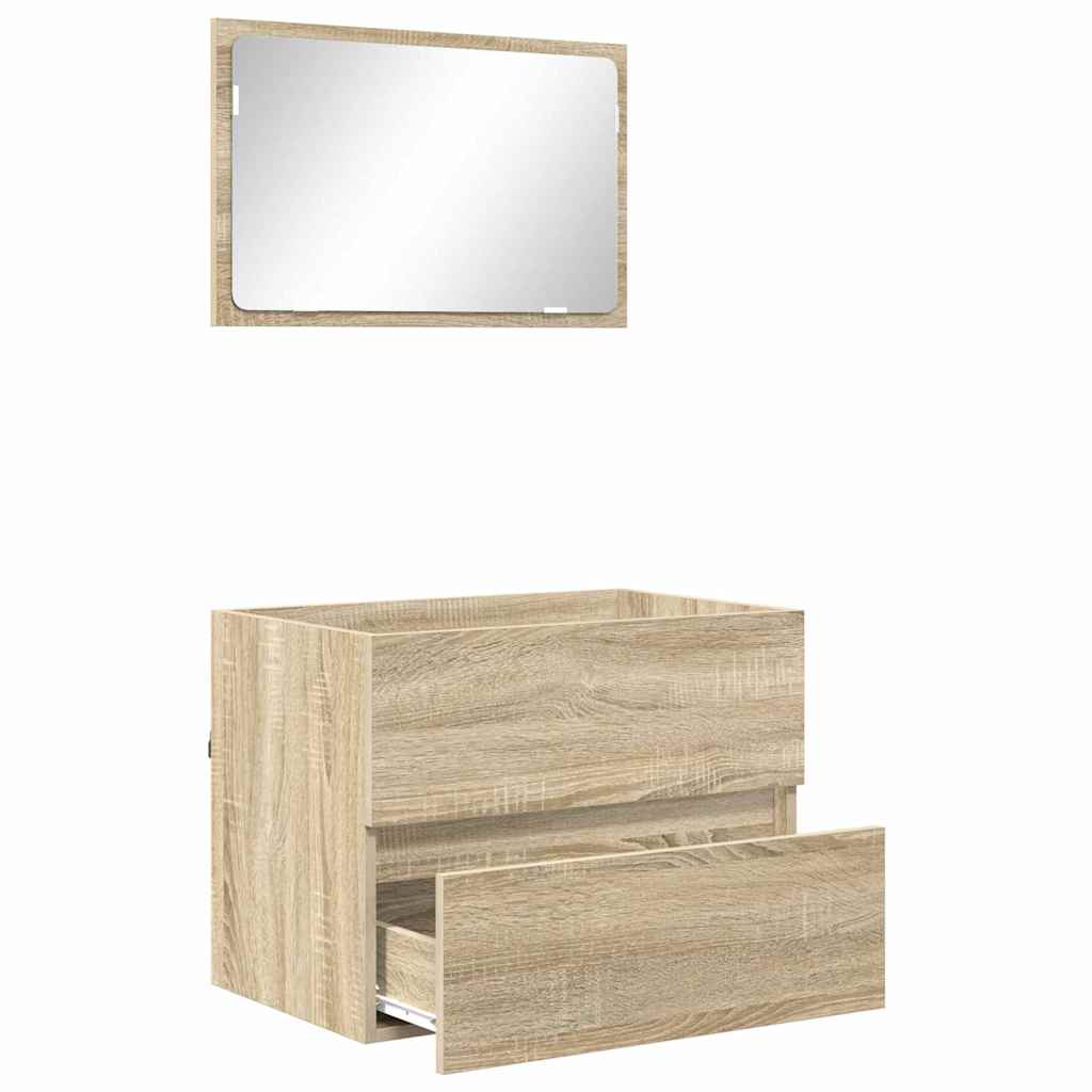 vidaXL Badkamermeubel Set met lade met opslag Sonoma Eik Bewerkt hout