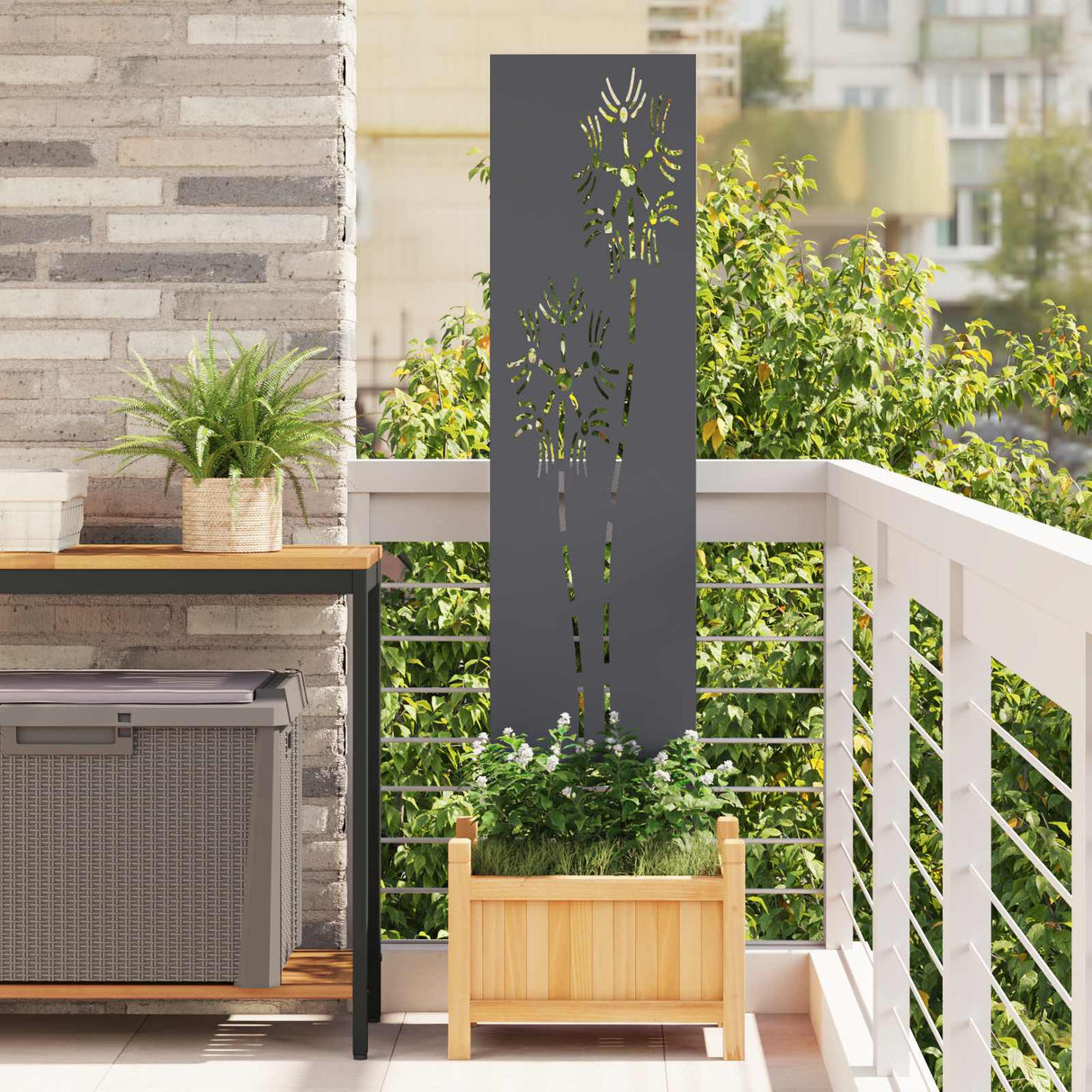 vidaXL Tuin Privacy Scherm Zwart 32 x 140 cm Koudgewalst staal