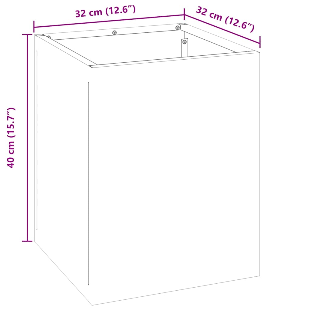 vidaXL Garden Planter Black 32 x 32 x 40 cm Cold Rolled Steel