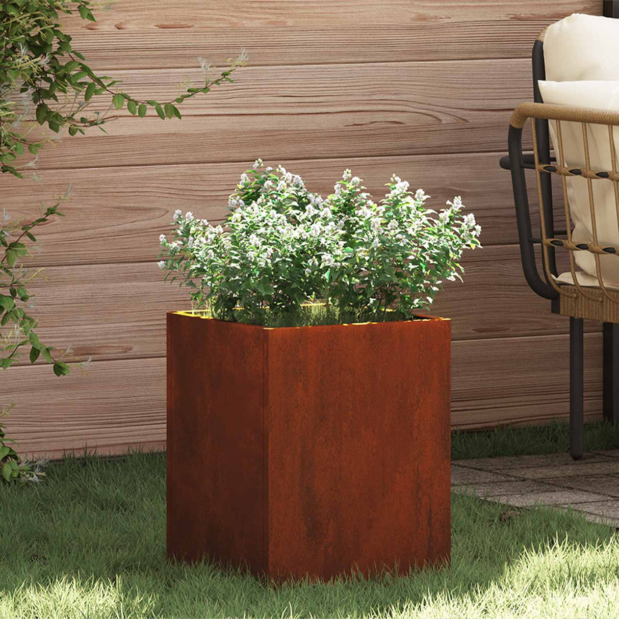 vidaXL Garden Planter Black 32 x 32 x 40 cm Cold Rolled Steel