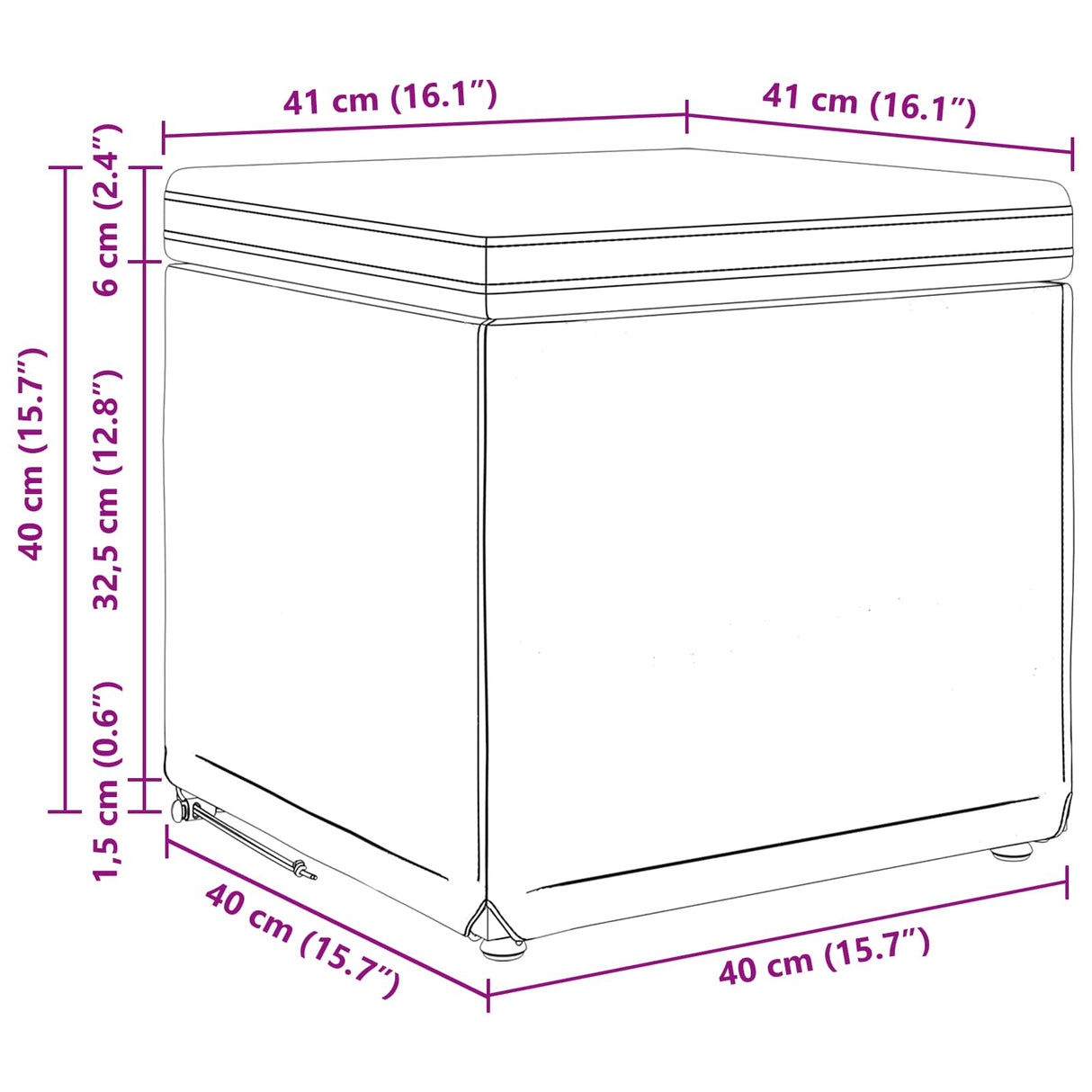 vidaXL Kruk Lichtgrijs 41 x 41 x 40 cm Stof en Geëngineerd Hout