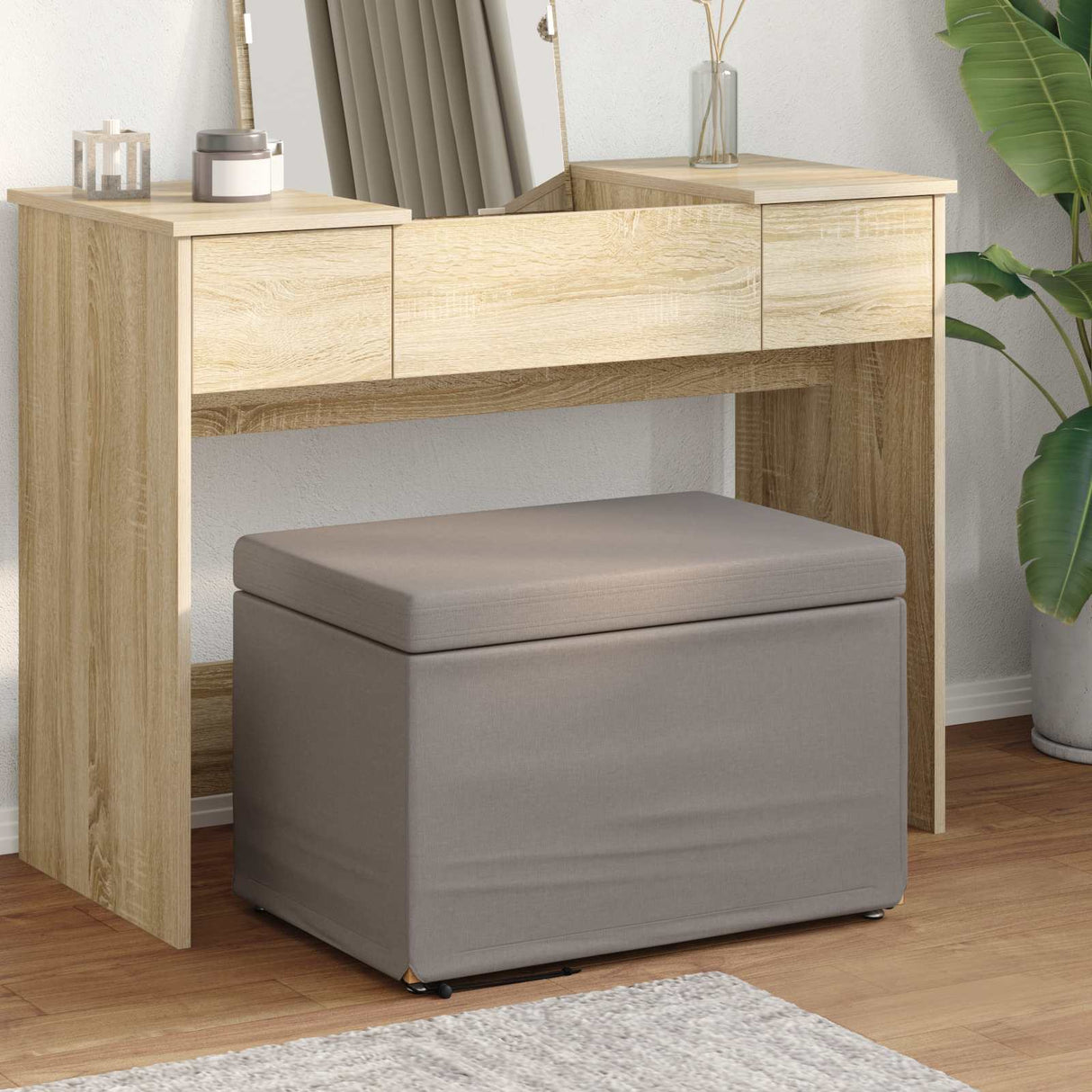 vidaXL Kruk Lichtgrijs 41 x 41 x 40 cm Stof en Geëngineerd Hout
