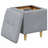 vidaXL Ottoman met opslag met kussen Lichtgrijs 40 x 40 x 45 cm Stof