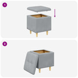 vidaXL Ottoman met opslag met kussen Lichtgrijs 40 x 40 x 45 cm Stof