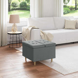 vidaXL Ottoman met opslag met kussen Lichtgrijs 40 x 40 x 45 cm Stof