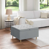 vidaXL Ottoman met opslag met kussen Lichtgrijs 40 x 40 x 45 cm Stof