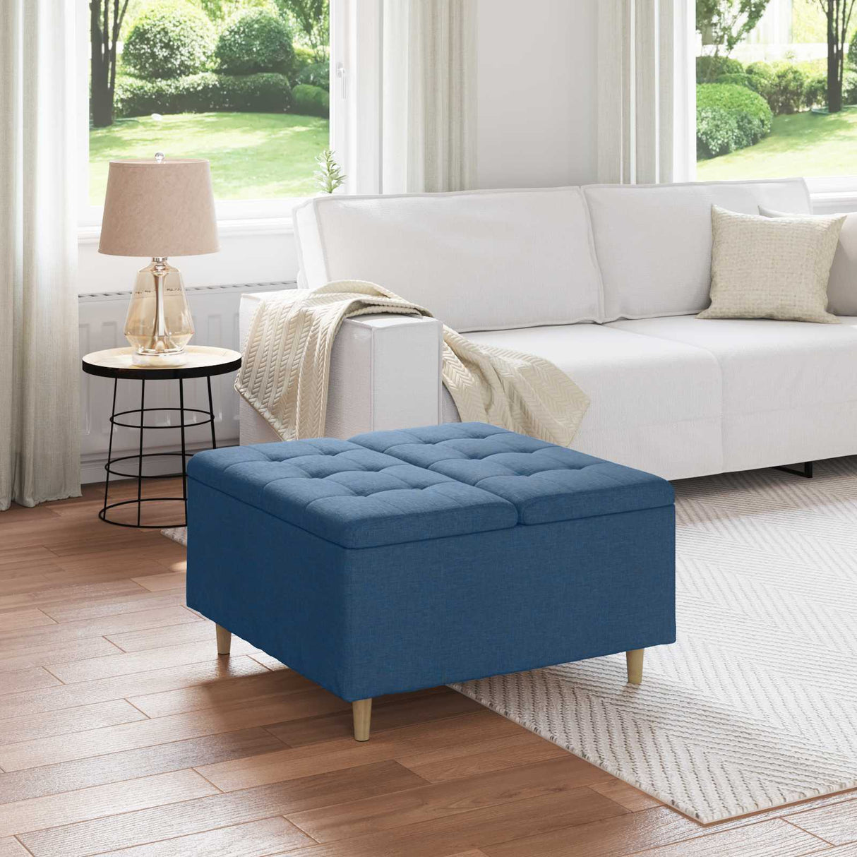 vidaXL Ottoman met opslag met kussen Lichtgrijs 40 x 40 x 45 cm Stof