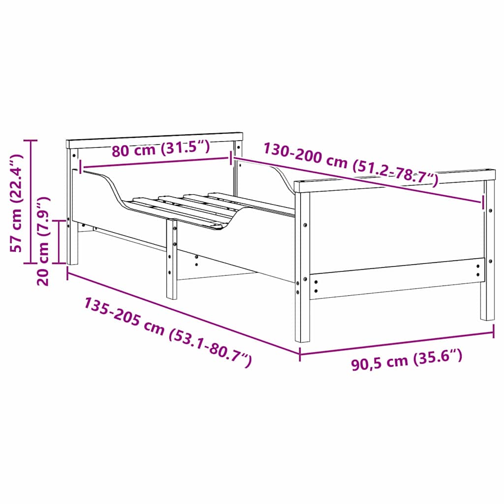vidaXL Bedframe met hoofdeinde Bruin 80 x 200 cm Bewerkt hout