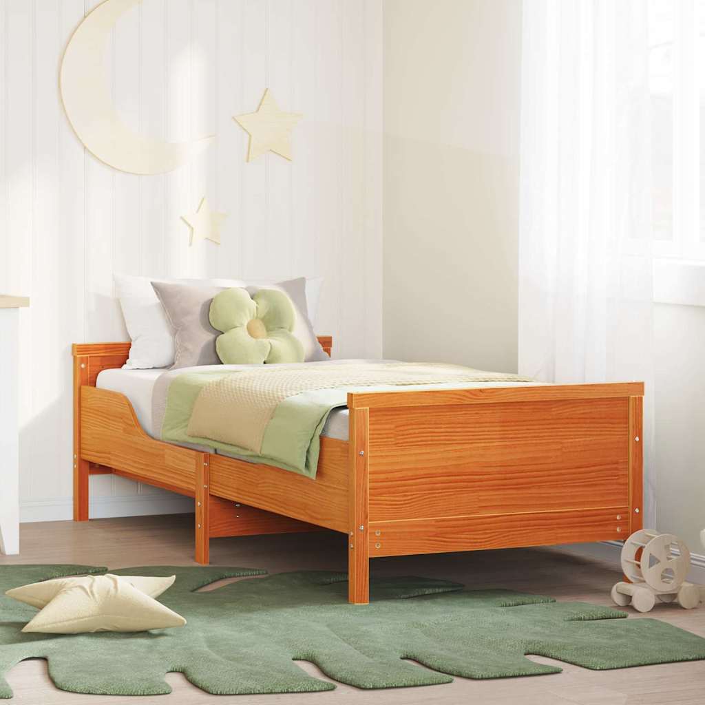 vidaXL Bedframe met hoofdeinde Bruin 80 x 200 cm Bewerkt hout