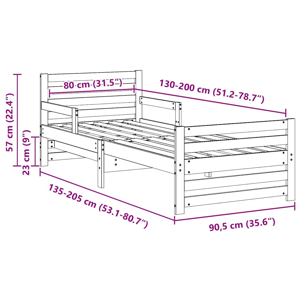 vidaXL Bedframe met hoofdeinde Bruin 80 x 200 cm Bewerkt hout