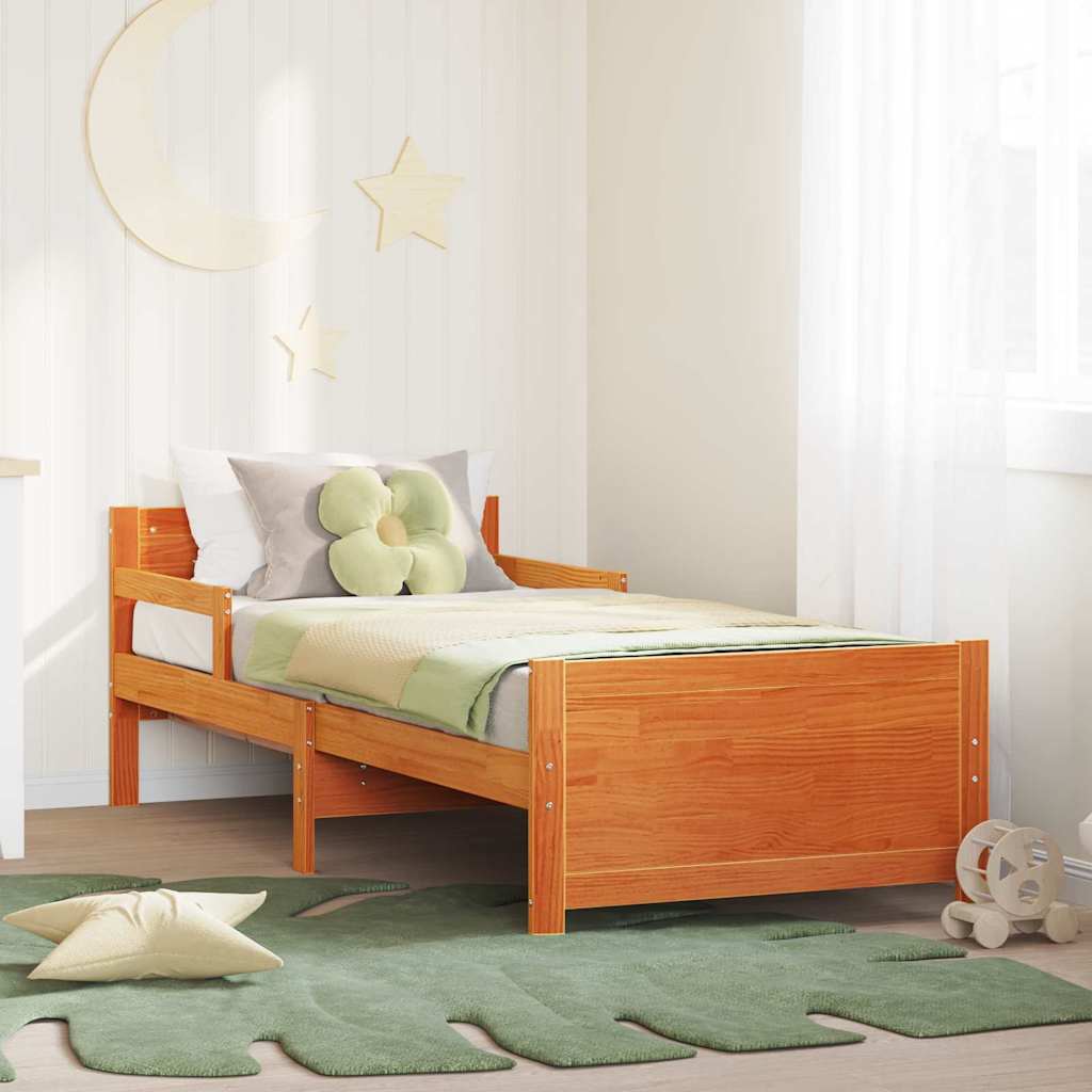 vidaXL Bed Frame with Headboard Brown 80 x 200 cm Engineered Wood