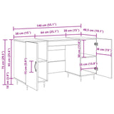 vidaXL Desk 140x50x75 cm engineered wood white