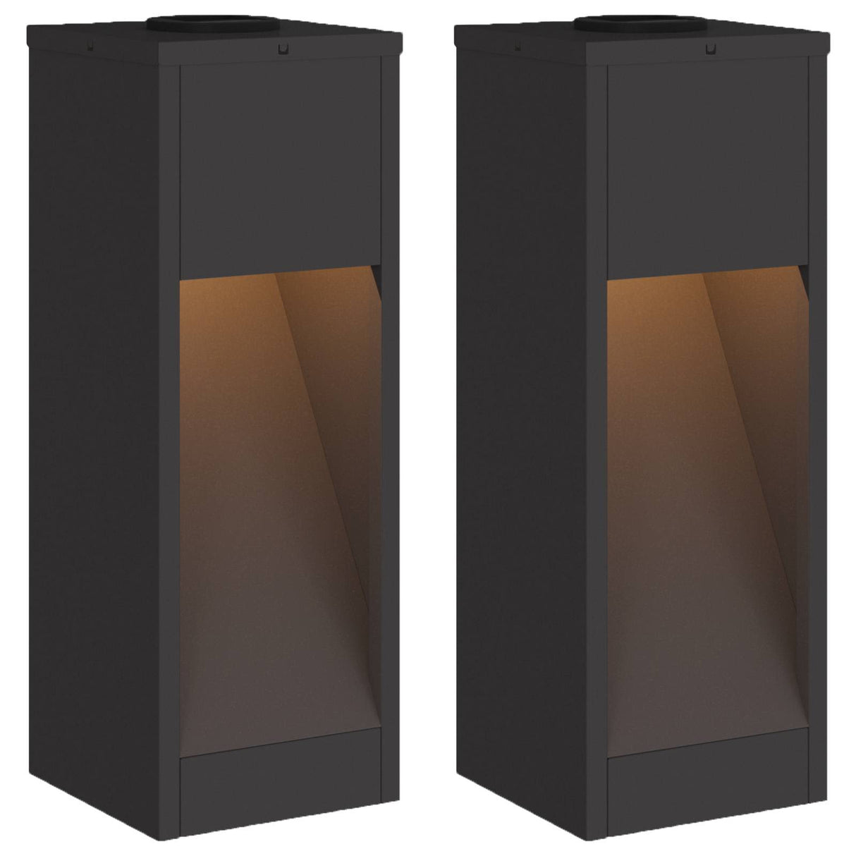 vidaXL Zonne LED Padverlichting 2 pcs Zwart Koud Gewalst Staal