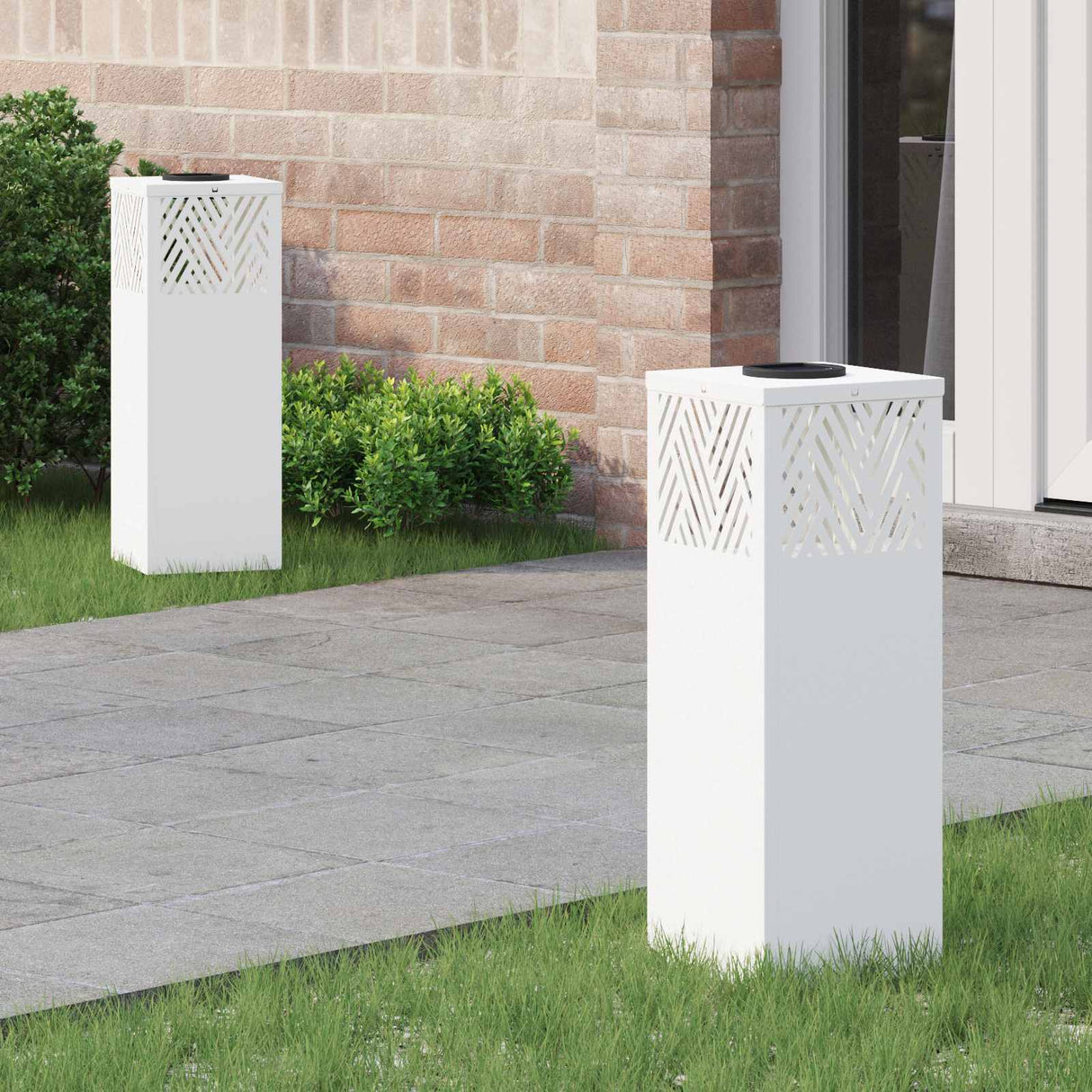 vidaXL Zonne LED Pad Licht 2 pcs Zwart Koud Gewalst Staal