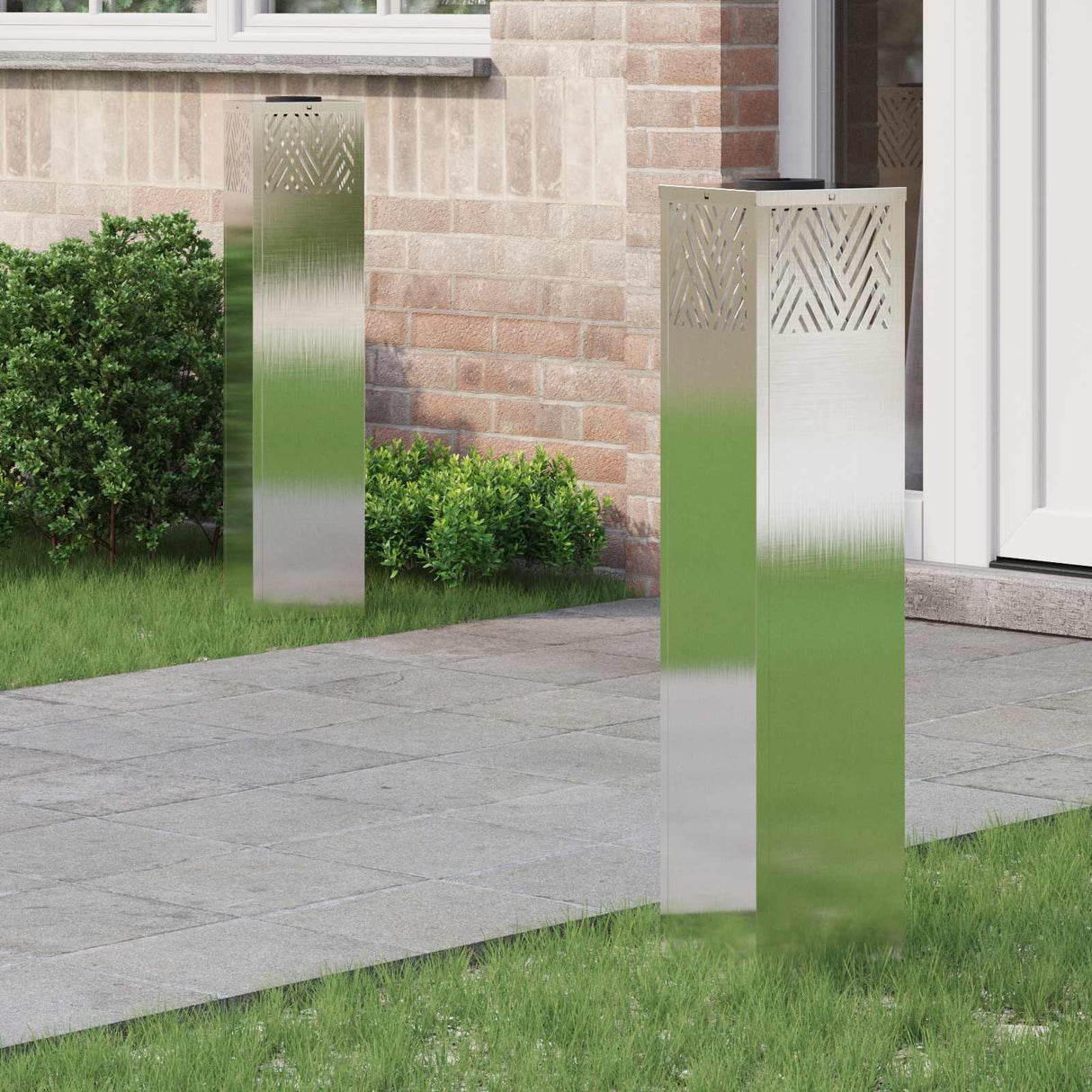 vidaXL Zonne LED Pad Licht 2 pcs Zwart Koud Gewalst Staal