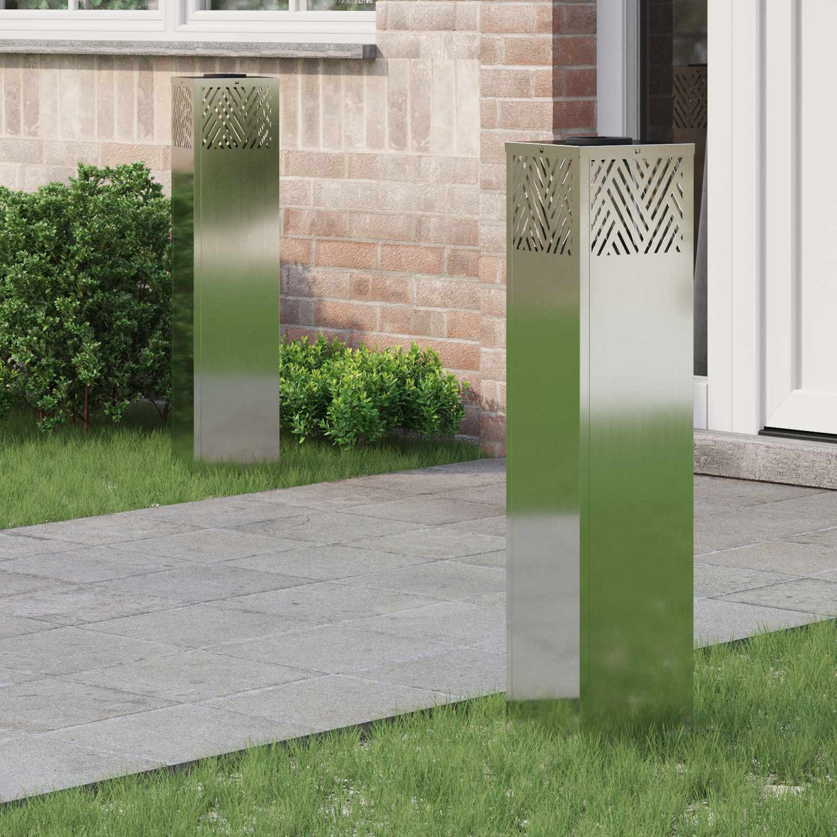 vidaXL Zonne LED Pad Licht 2 pcs Zwart Koud Gewalst Staal