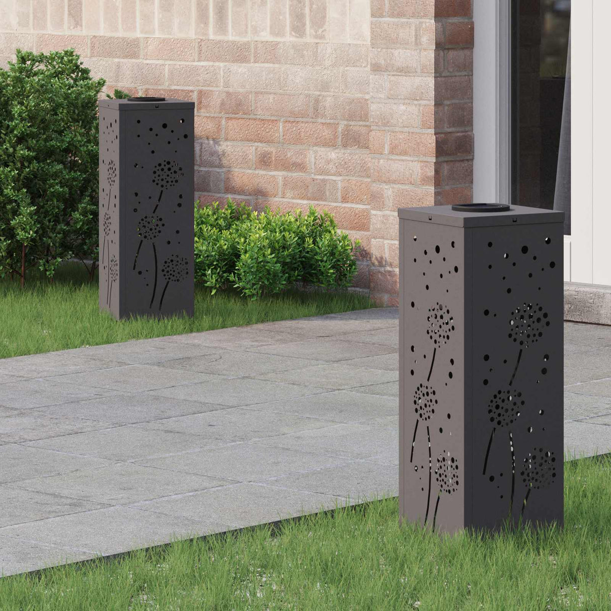 vidaXL Solar LED Pathway Light 2 pcs Black Cold Rolled Steel