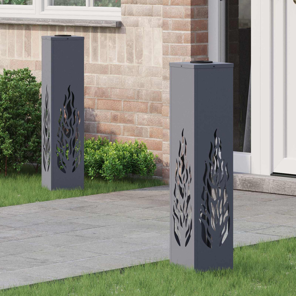 vidaXL Solar LED Pathway Light 2 pcs Black Cold Rolled Steel