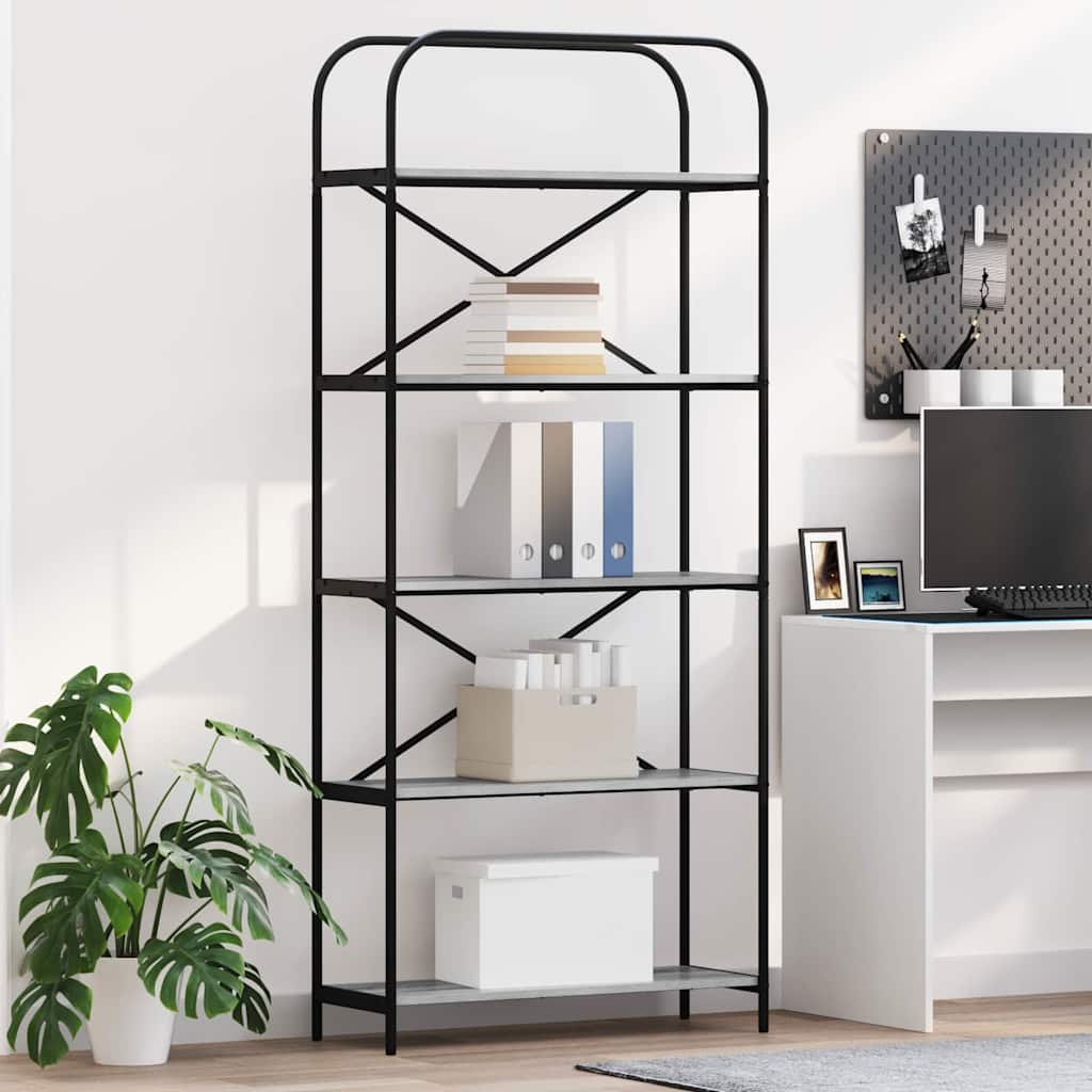 vidaXL Boekenplank Zwart Eiken 80 x 30 x 183 cm Bewerkt hout