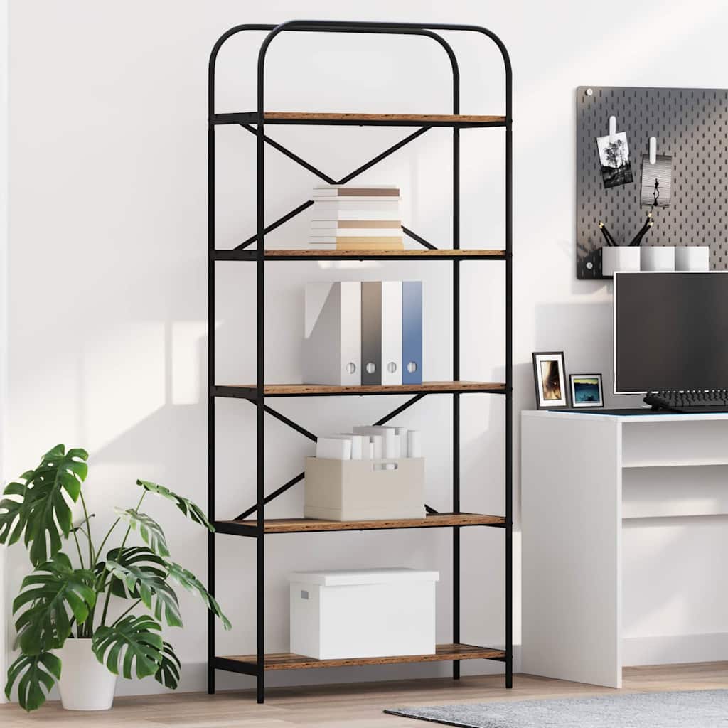 vidaXL Boekenplank Zwart Eiken 80 x 30 x 183 cm Bewerkt hout
