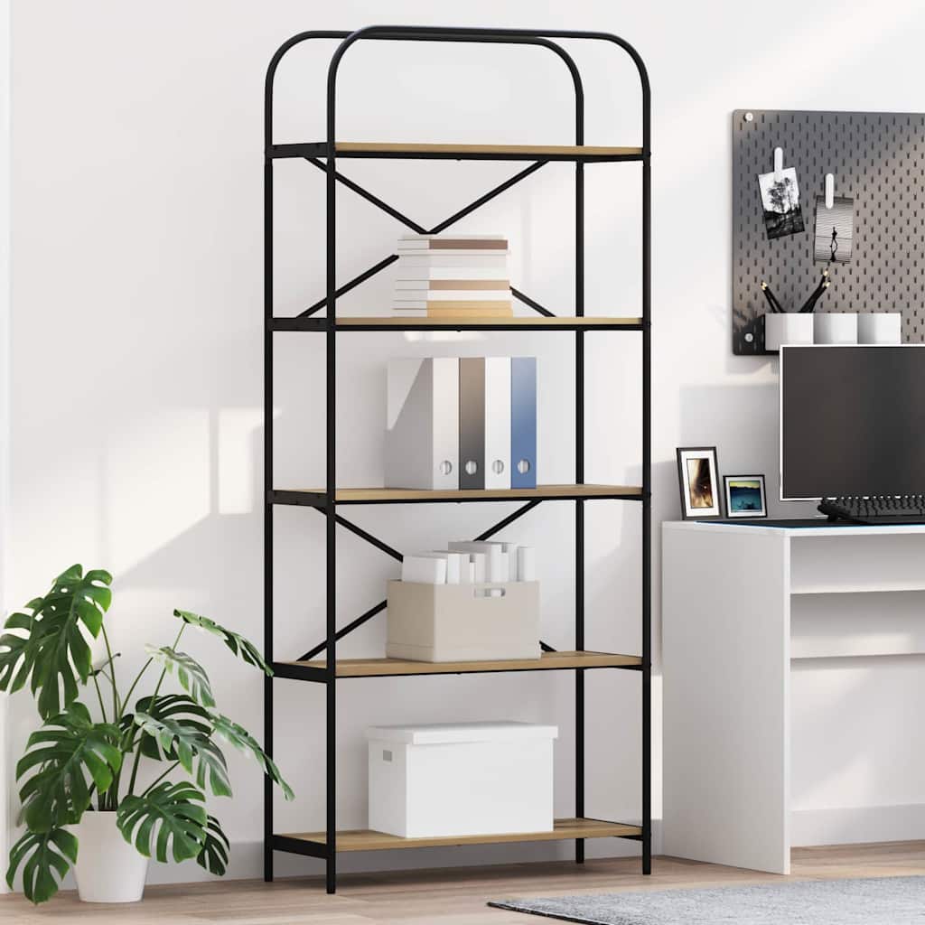 vidaXL Boekenplank Zwart Eiken 80 x 30 x 183 cm Bewerkt hout