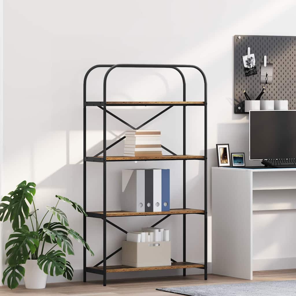 vidaXL Boekenplank Zwart Eiken 80 x 30 x 183 cm Bewerkt hout
