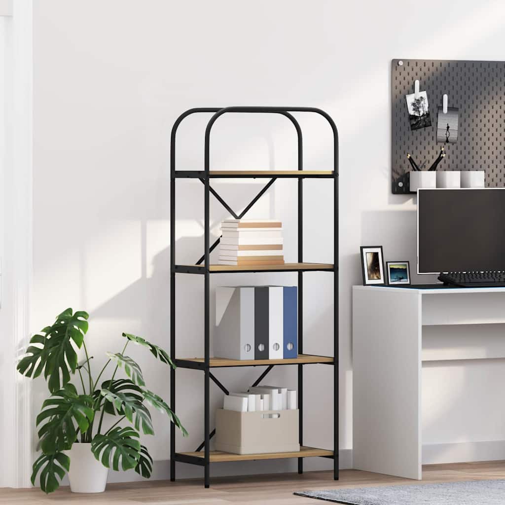 vidaXL Boekenplank Zwart Eiken 80 x 30 x 183 cm Bewerkt hout